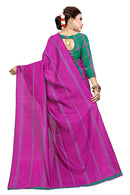 Green Cotton Blend Checked Saree with Blouse piece