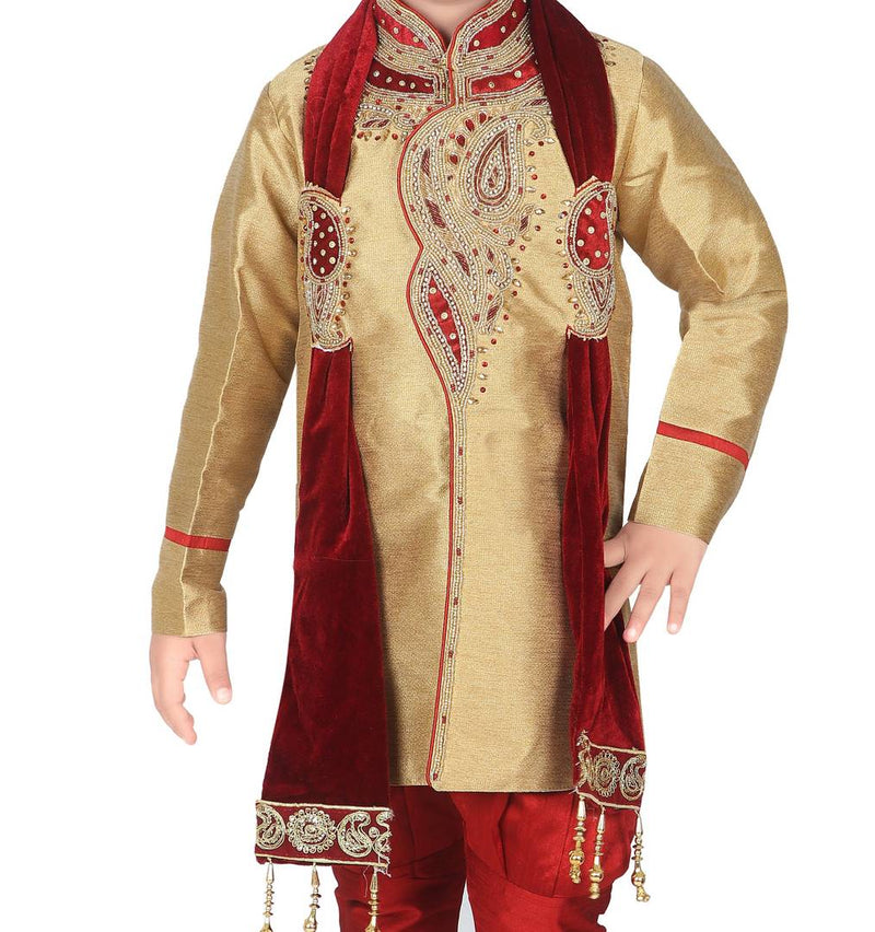 Elegant Cotton Blend Sherwani With Trouser And Dupaata Set