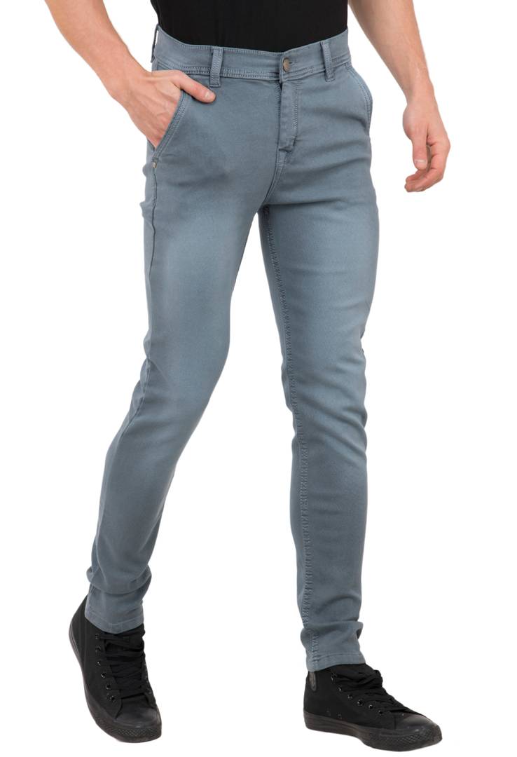 Elegant Grey Denim Slim Fit Men's Jean