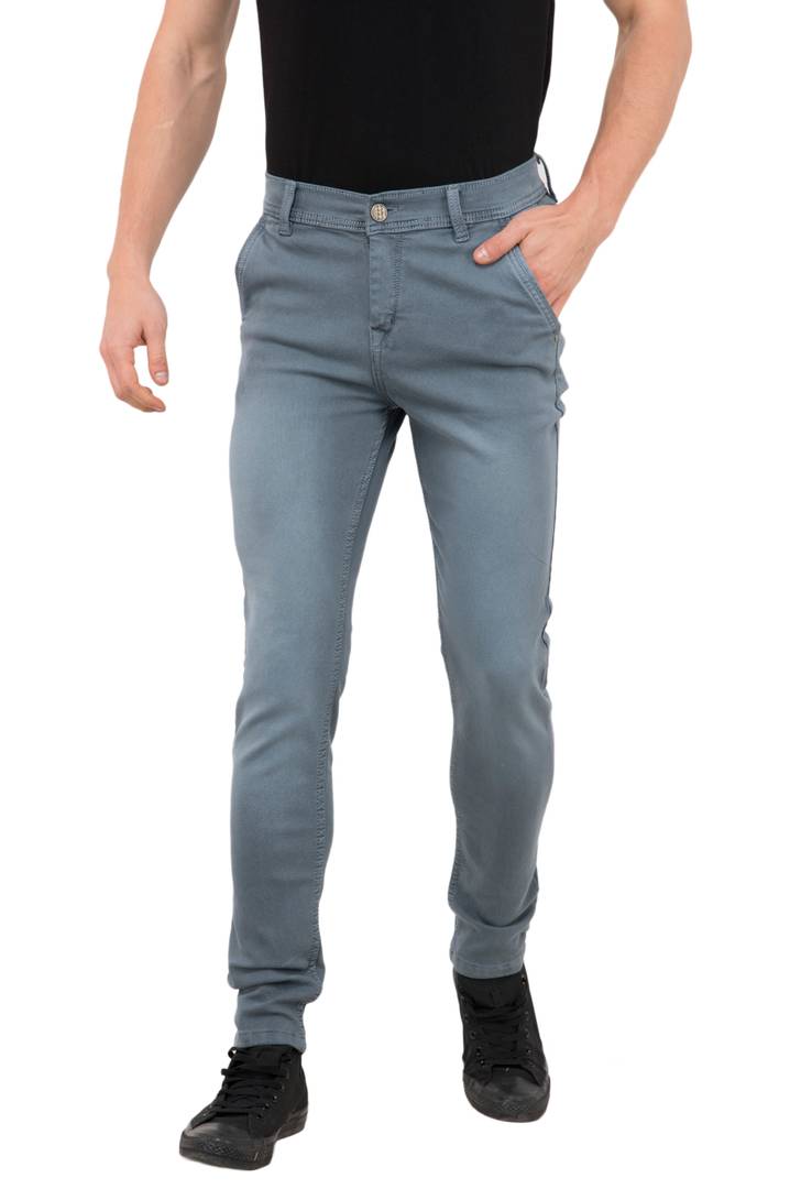 Elegant Grey Denim Slim Fit Men's Jean