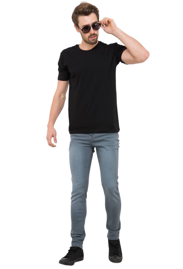 Elegant Grey Denim Slim Fit Men's Jean