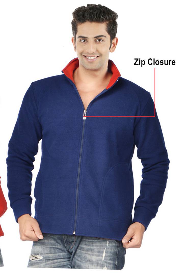 Men's Navy Blue Fleece Long Sleeves Regular Sweatshirt