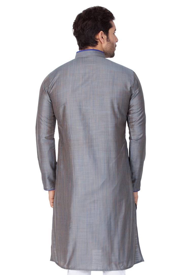 Men's Grey Cotton Silk Kurtas