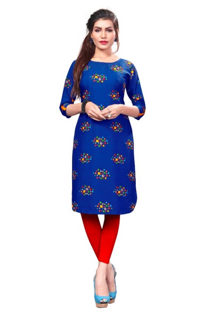 Multicolored Printed Straight Cut Pathani Style Crepe Kurta