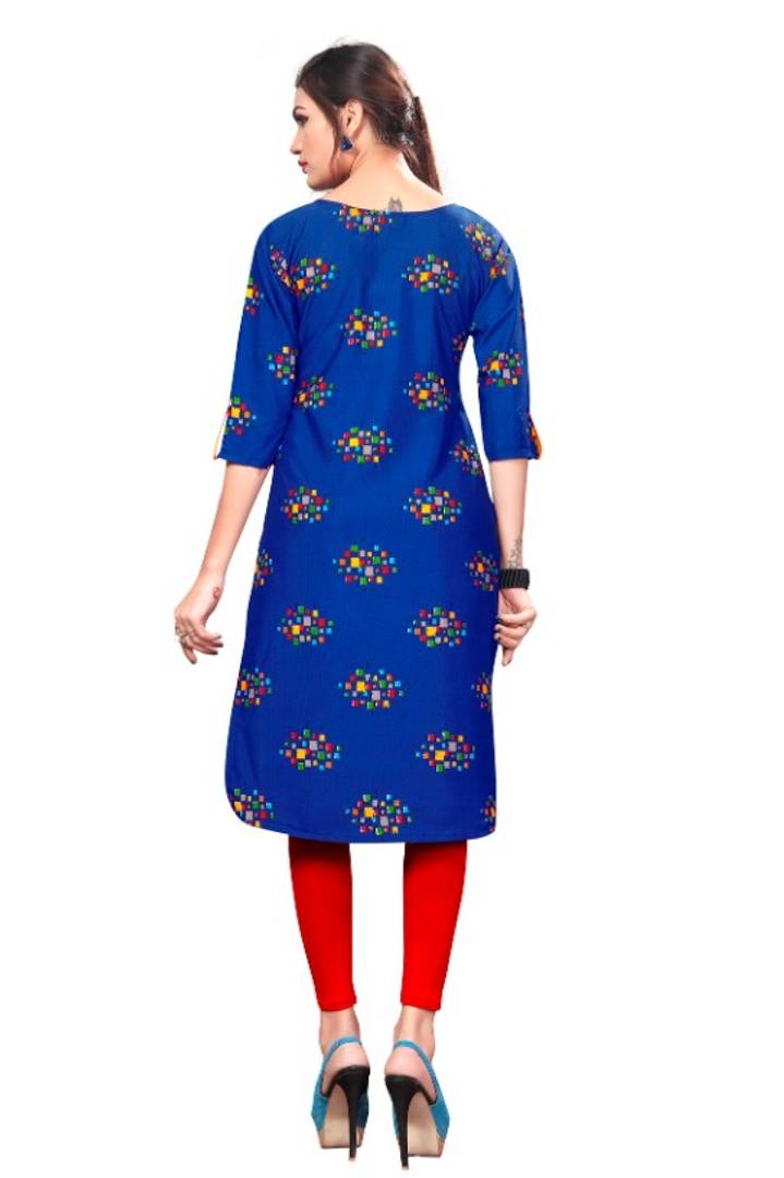 Multicolored Printed Straight Cut Pathani Style Crepe Kurta