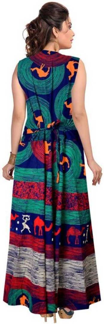 Cotton Printed Long Maxi A-Line Dress