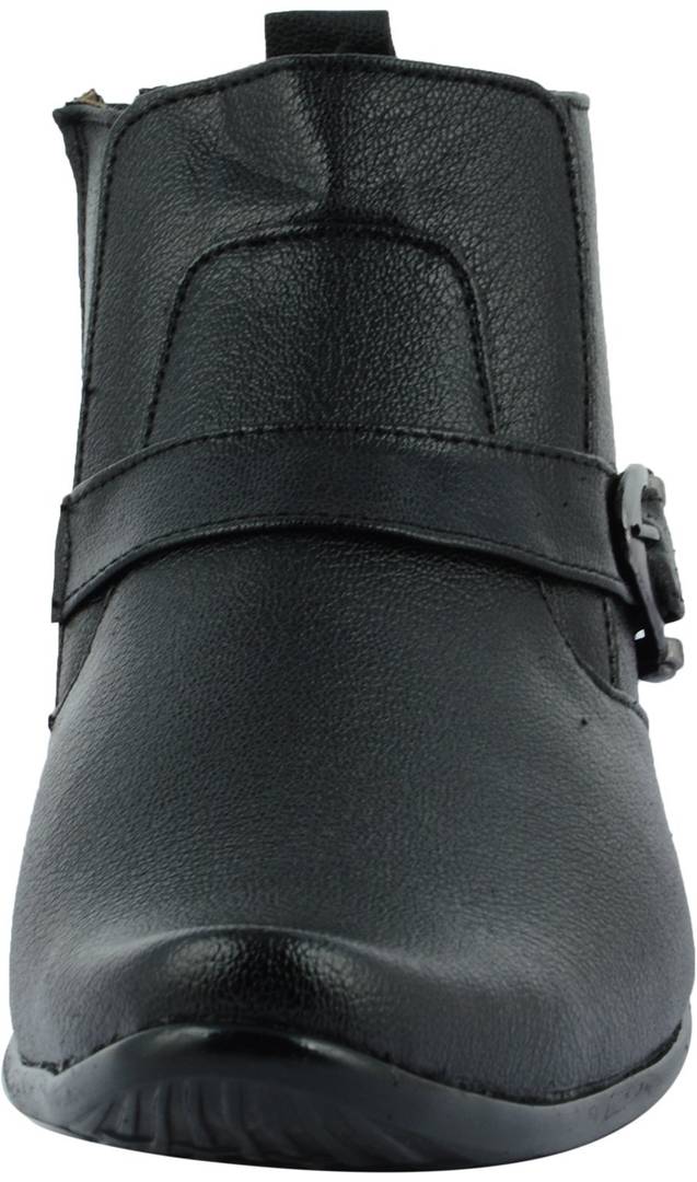 Men's High Heeled Black Synthetic Leather Outdoor Casual Boots