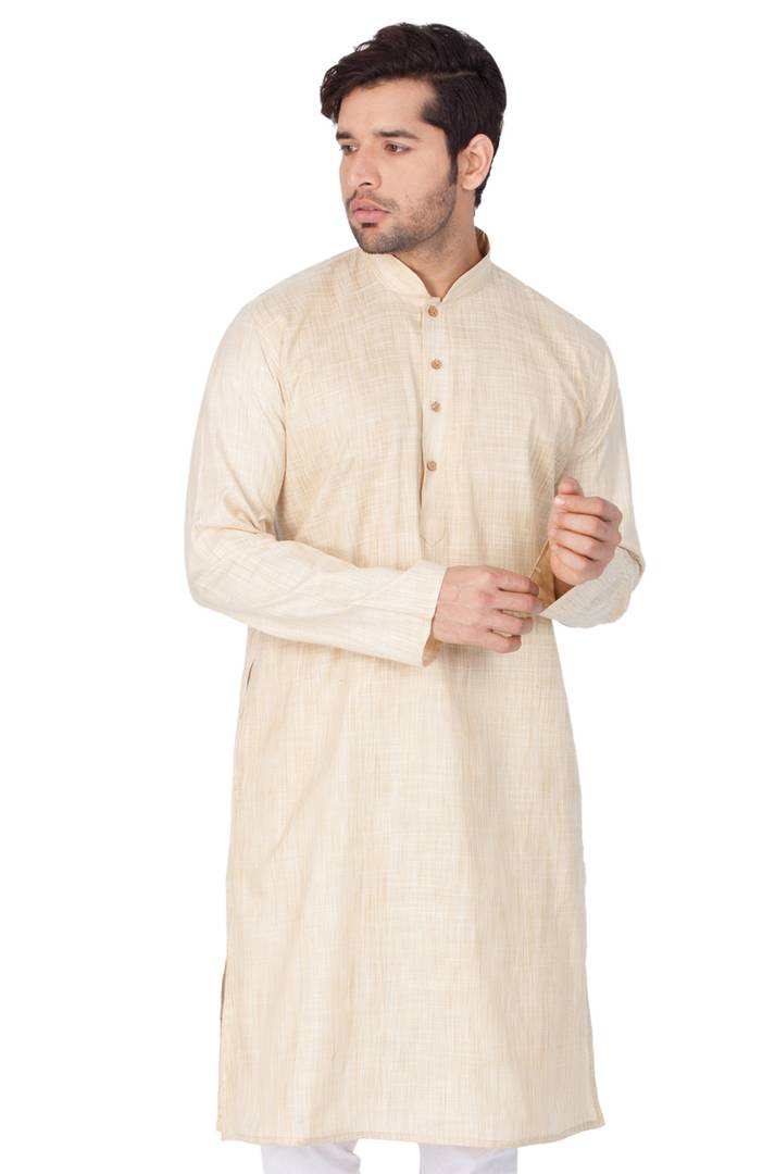 Men's Beige Cotton Kurta