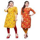 Women's Pathani Style 3/4Th Sleeve Crepe Straight Kurta