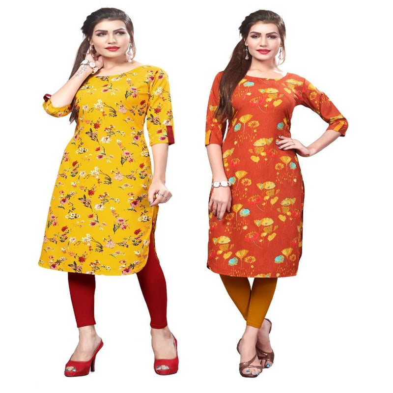 Women's Pathani Style 3/4Th Sleeve Crepe Straight Kurta