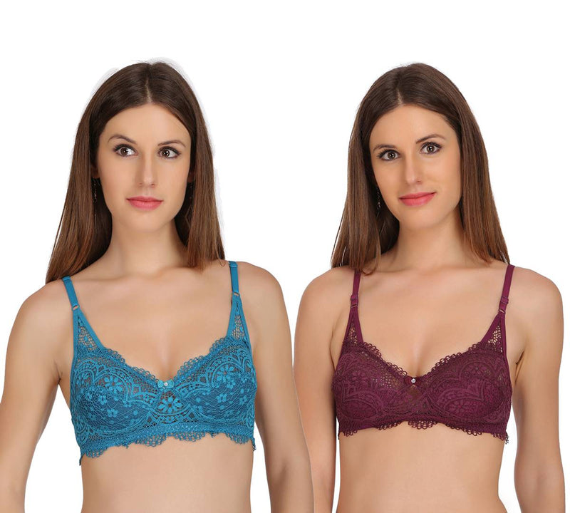 Women's Hosiery Self Design Bras Pack Of 2