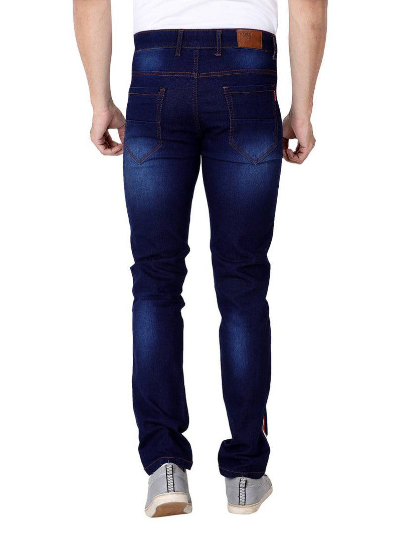 Men's Navy Blue Denim Solid Slim Fit Low-Rise Jeans