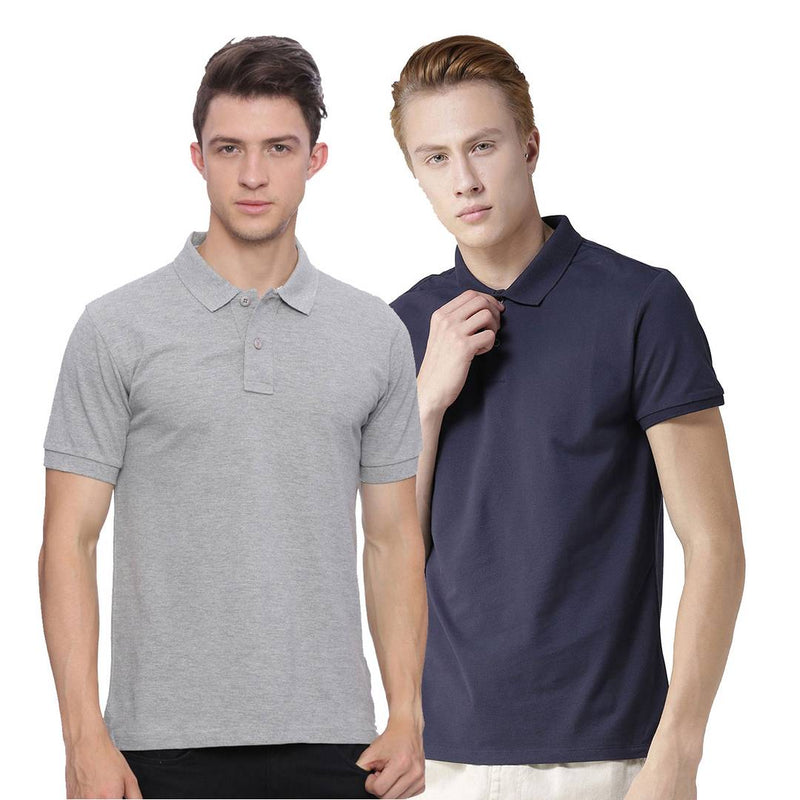 Buy 1 Get 1 Free Solid Cotton Blend Polo T-Shirts