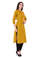 Stylish Yellow Self Pattern Cotton Blend Straight Women's Kurti