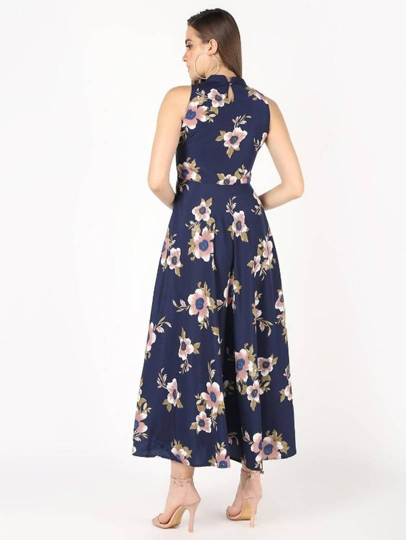 mock neck floral maxi dress