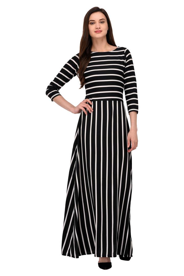 Women's Striped Crepe Dress