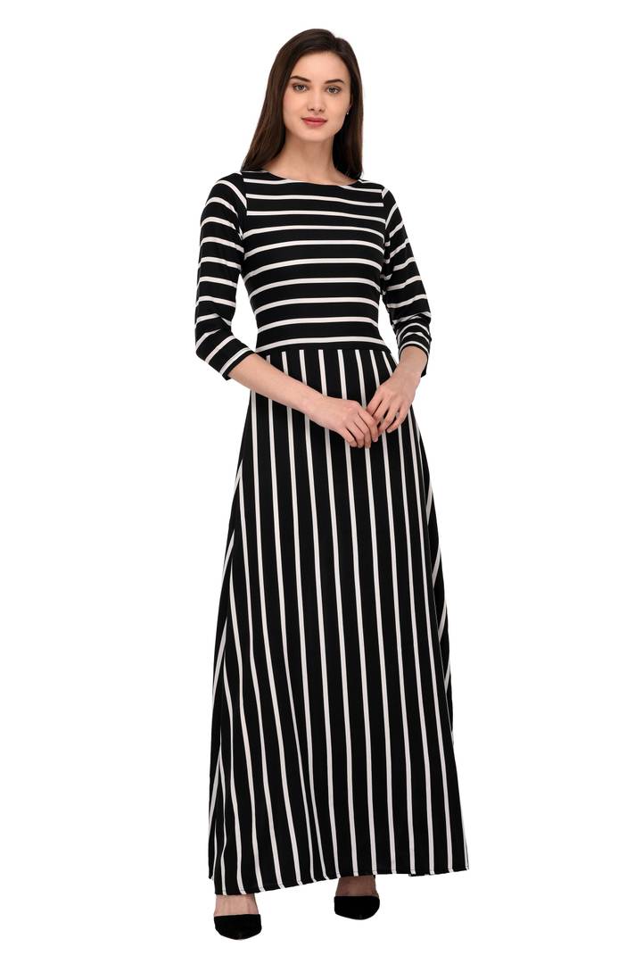 Women's Striped Crepe Dress