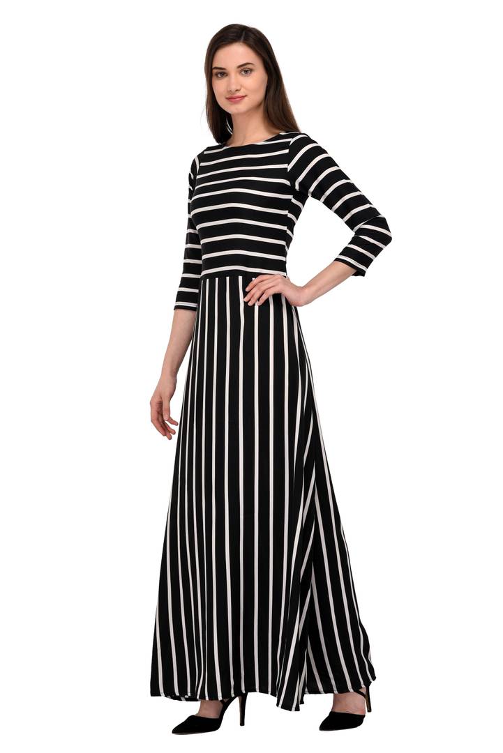 Women's Striped Crepe Dress