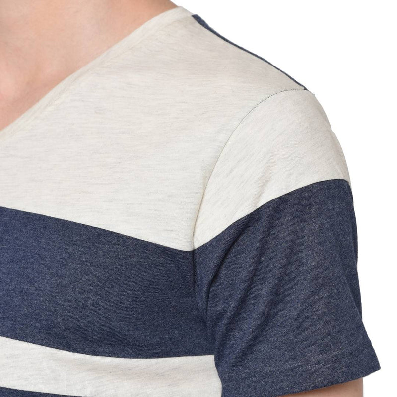 Men's Multicoloured Cotton Colourblocked V Neck Tees