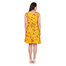 Yellow Printed Crepe Women's Dress
