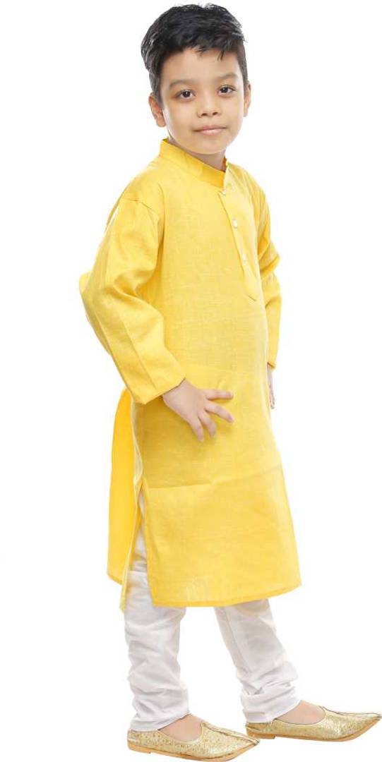 Yellow Kurta With White Pyjama