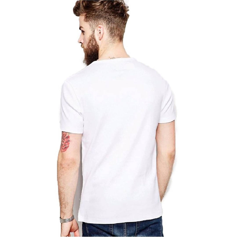 Men's White Cotton Printed Round Neck Tees