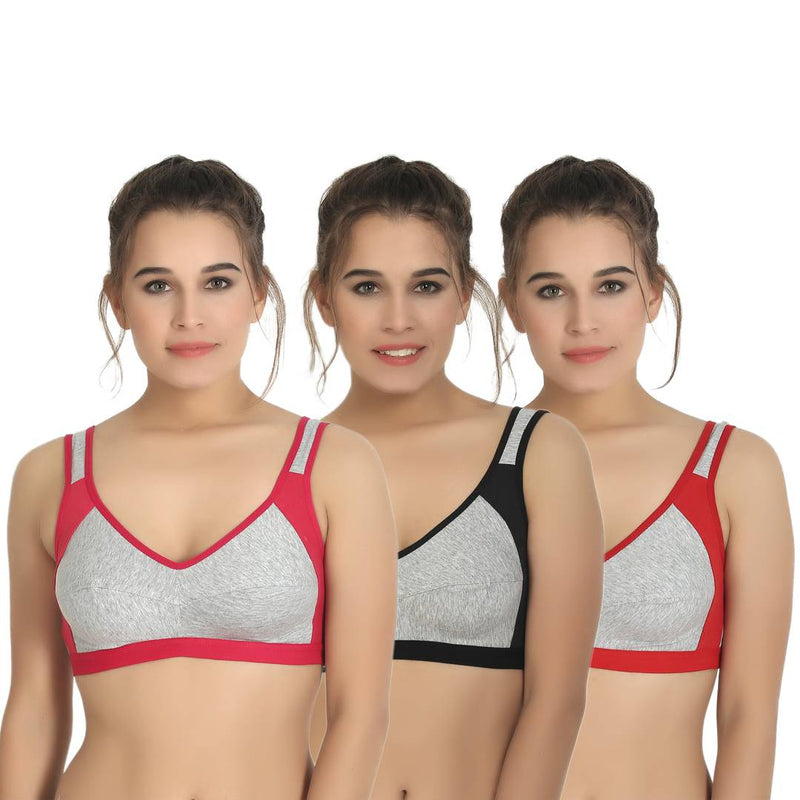 Women Multicoloured Polycotton T-Shirt Bras Combo Set of 3