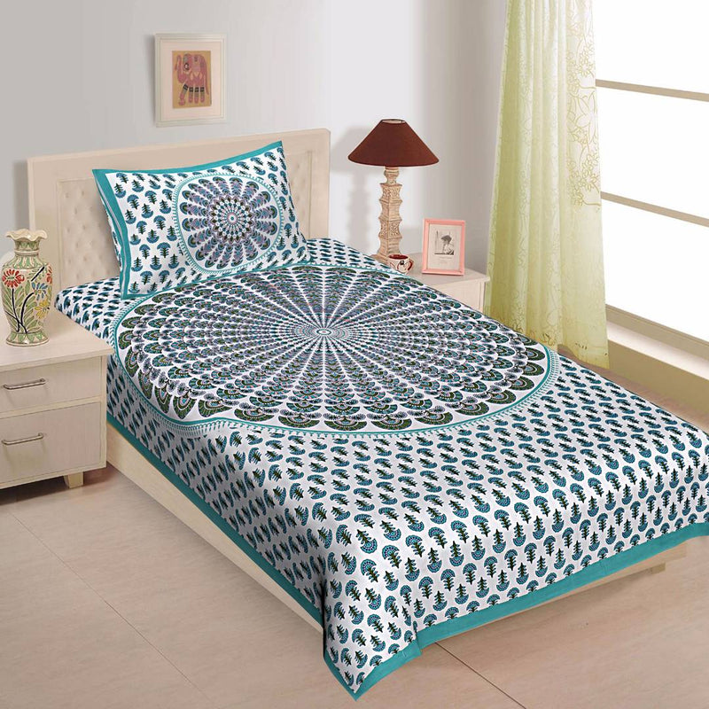 Cotton Print Single Bedsheet With 1 Pillow Cover