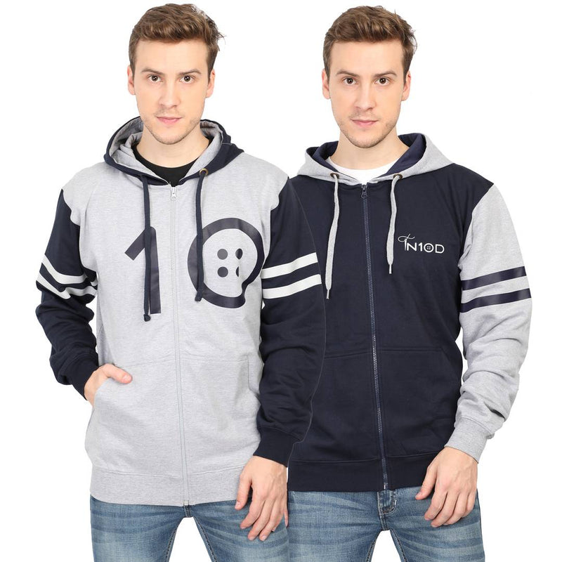 Men's Multicoloured Loopknit Fleece Self Pattern Hoodies (Pack of 2)