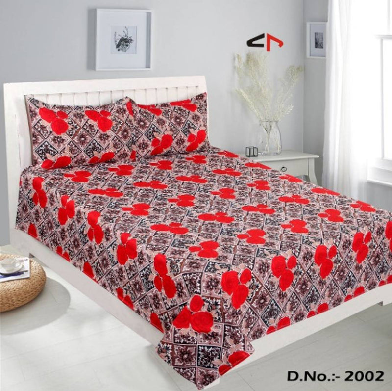 Polycotton Double Bed Bedsheet with 2 Pillow Cover