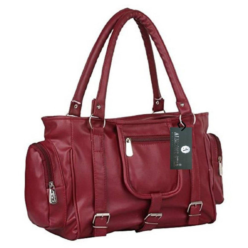 Maroon PU Handbag With 2 Compartment stylish choice