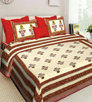 Red Cotton King Bedsheet With Pillow covers
