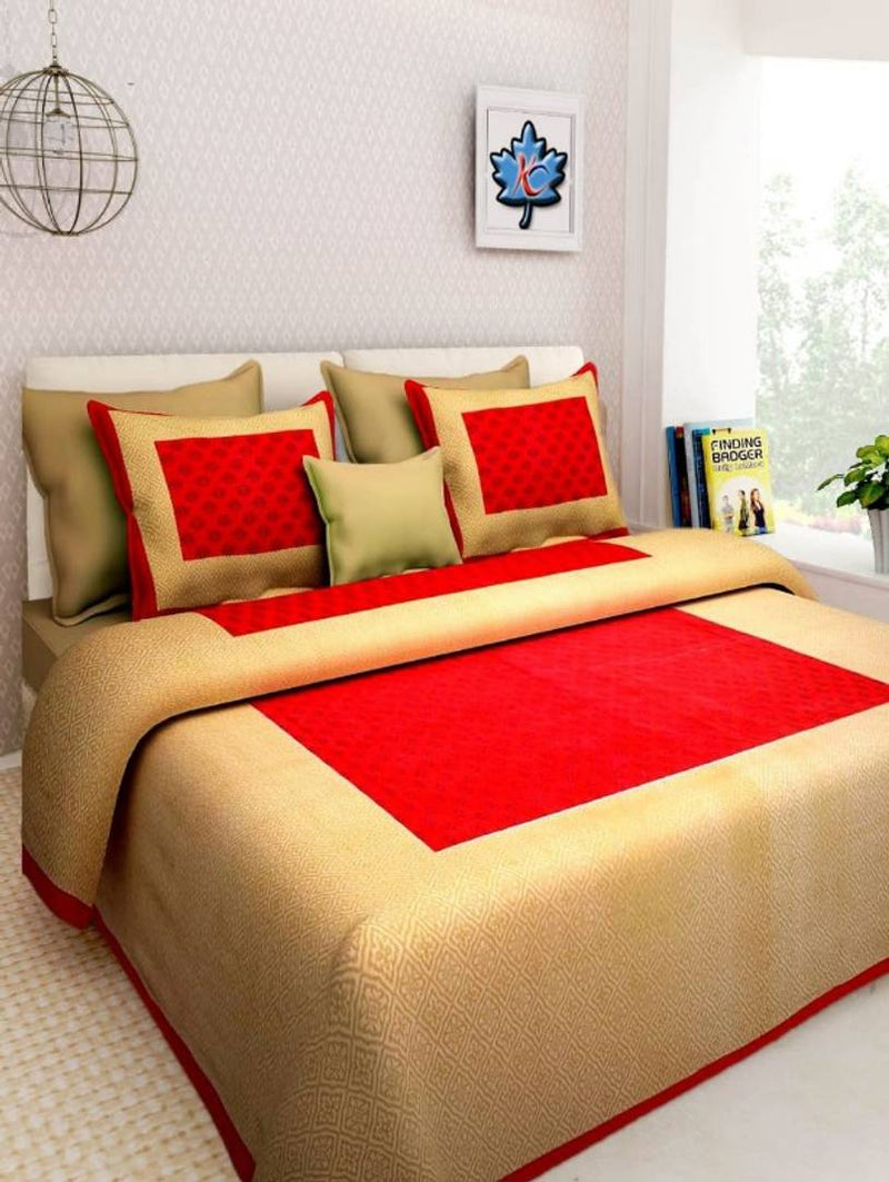 Jaipuri Cotton Printed King Size Bedsheet with 2 Pillowcover