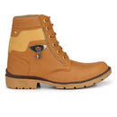 Men's Tan Brown Leatherette  Lace-Up Casual Long Boots