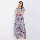 Women Grey Cape Sleeve Maxi Dress