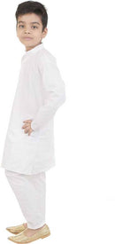 Boys Festive Party Formal Kurta & Pyjama Set (White Pack Of 1)