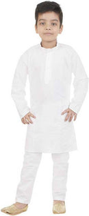 Boys Festive Party Formal Kurta & Pyjama Set (White Pack Of 1)