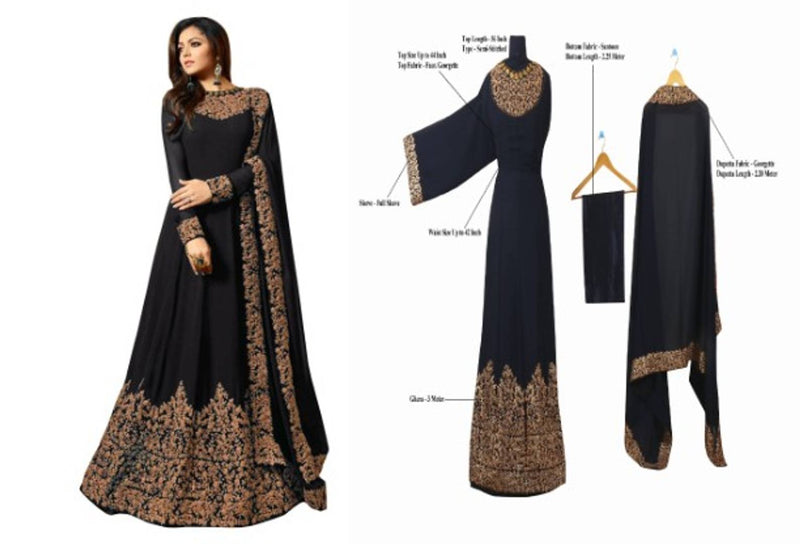 New Georgette Embroidered Anarkali Gown For Women  (Semi Stitched)