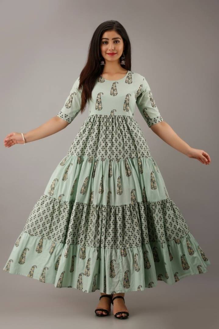 Women Printed Pure Cotton Gown Kurta