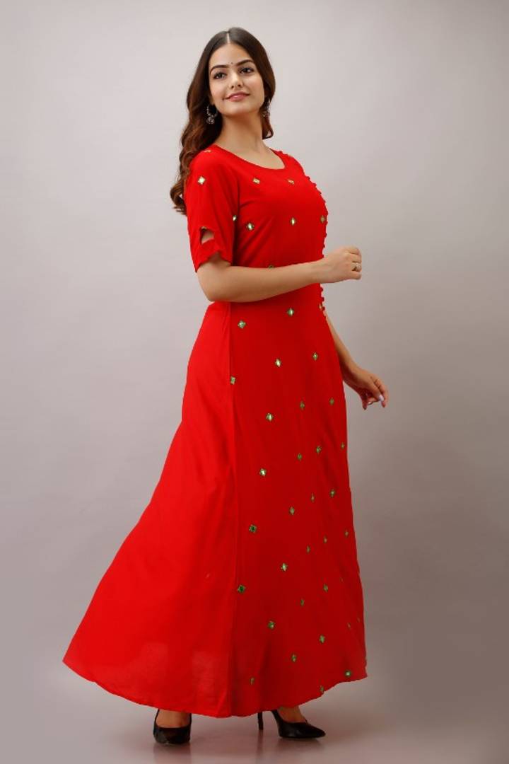 Rayon Embroideri Mirror Anarkali Gown