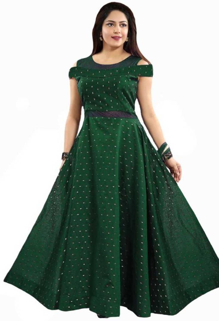 Stylish Satin Blend Printed Ethnic Gown For Women