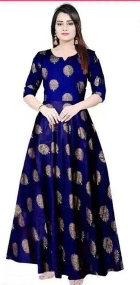 Stylish Rayon Blue Printed Gown For Women