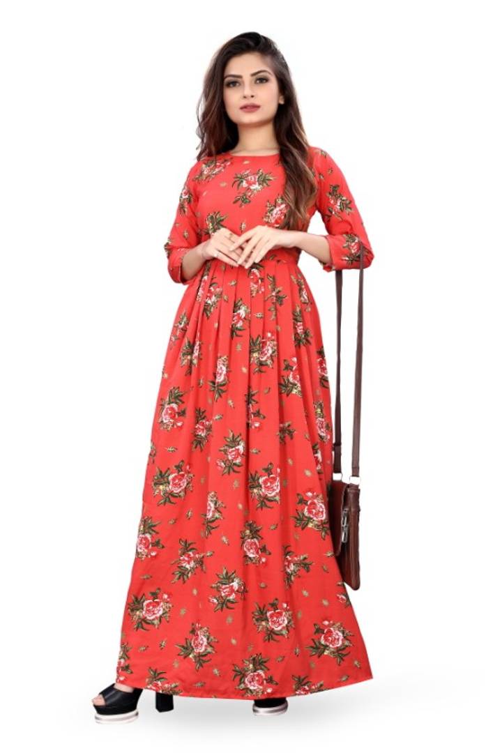 Floral Print Crepe Blend Stitched Anarkali Gown