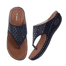 Women's Black Embellished Fashion Flats with Doctor Sole