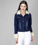Women's Elegant Denim Jacket, Dark Blue