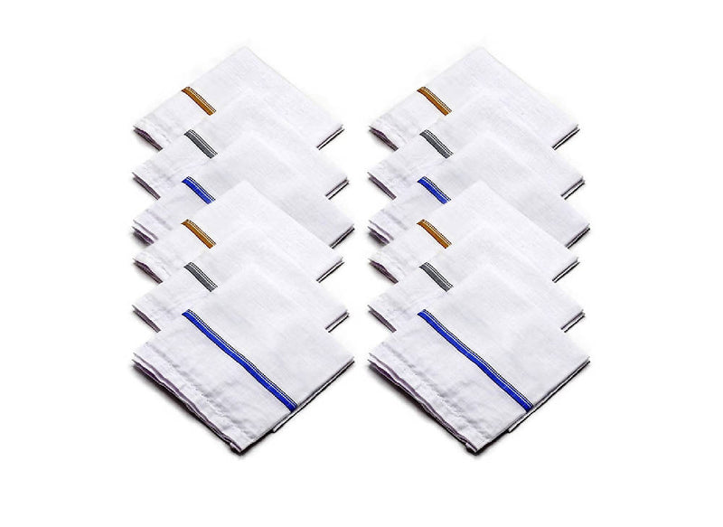 Men's White Cotton Regular Handkerchief 18x18 inches