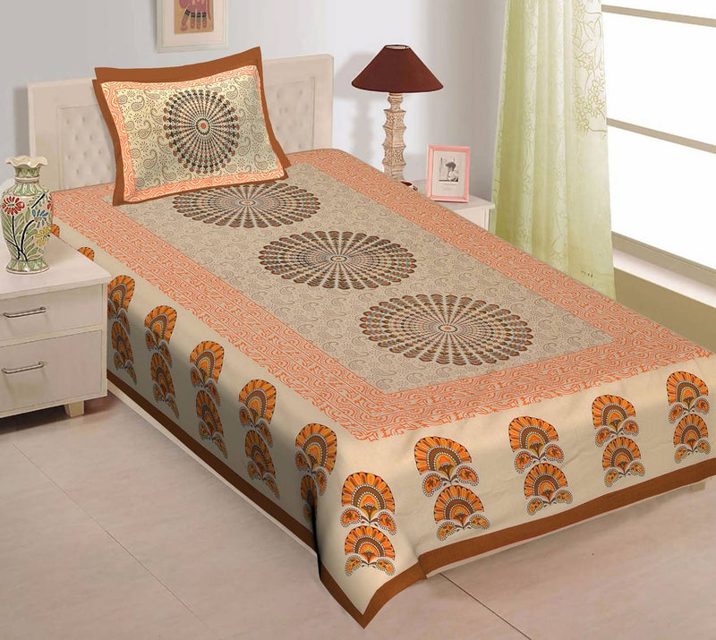 Cotton Single Bedsheet with 1 Pillowcover (60*90 Inch)