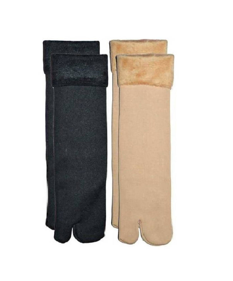 Trendy Women's Black + Skin Snow Warm Fur Cashmere Velvet socks