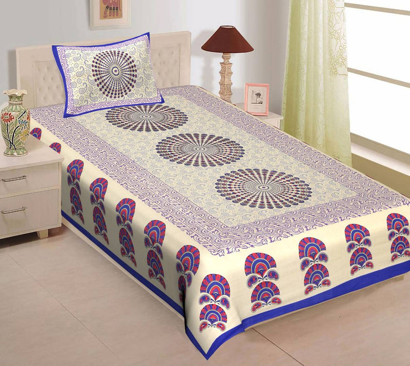 Cotton Single Bedsheet with 1 Pillowcover (60*90 Inch)