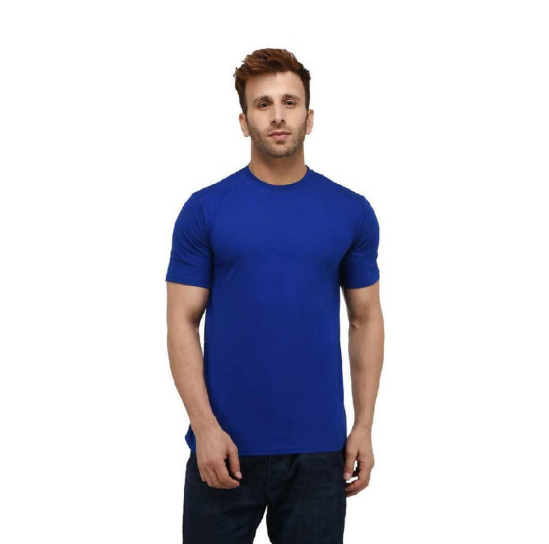 Men'S Pure Cotton Round Neck Blue T-Shirts